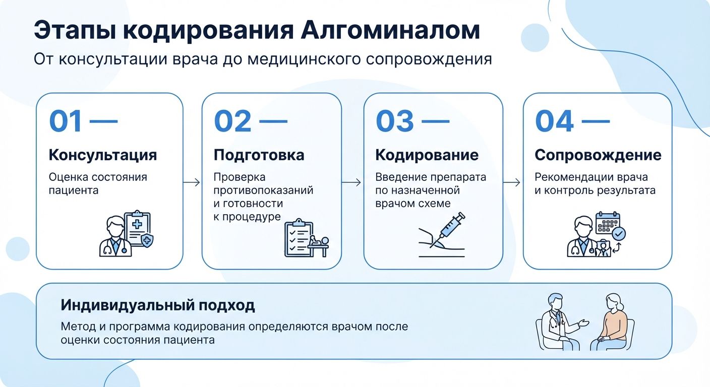 Кодирование препаратом «Алгоминал» в Веневе инфографика
